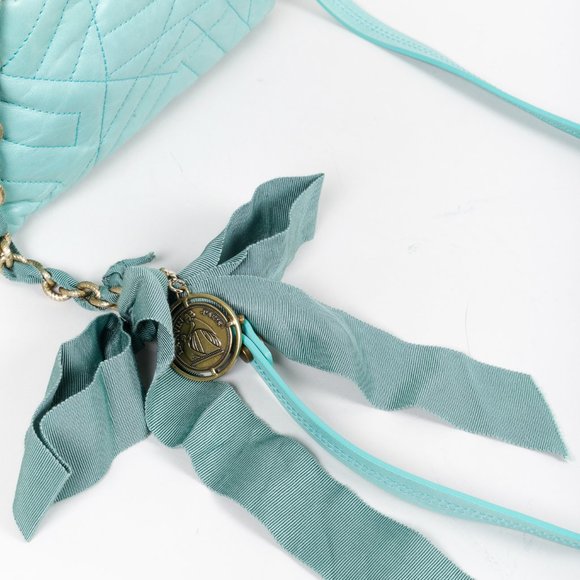 Lanvin Quilted Teal Leather Happy Crossbody Handbag - Picture 7 of 15